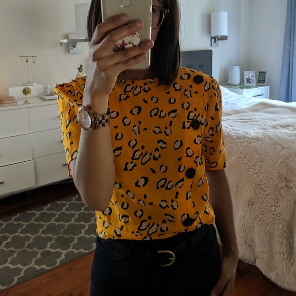 Topshop orange leopard print blouse - Picture 3 of 7